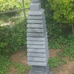 Japanese stone tower or pagoda (no light boxes), hand-carved solid stone.