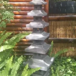 Japanese stone tower or pagoda (with light / 'fire' boxes), hand-carved solid stone.